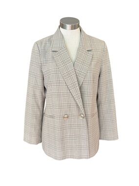 Ever New Melbourne Womens Blair Blazer Beige Check Plaid Double-Breasted Sz. 10P
